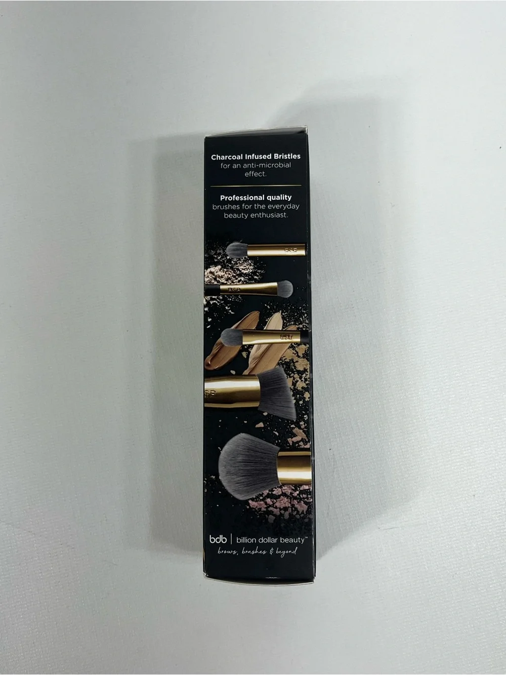 bdb Charcoal Brush Set Black and Gold Vegan Makeup Brushes